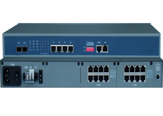 E1 Fiber Media Converter con 4/8/16 porte E1 e 4 porte Ethernet e 2 porte SFP