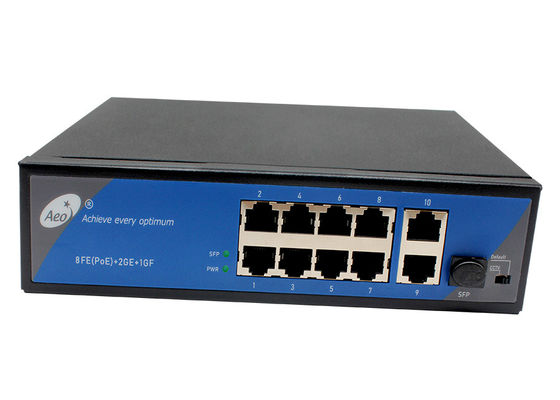 Switch in fibra Ethernet IP40 industriale 1 Gigabit SFP e 2 porte di uplink Gigabit e 8 porte 10/100M POE