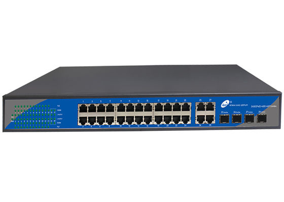 Commutatore di POE del porto di gigabit 24 con 24 porti di POE e 4 porti di tratta in salita e 4 scanalature di SFP