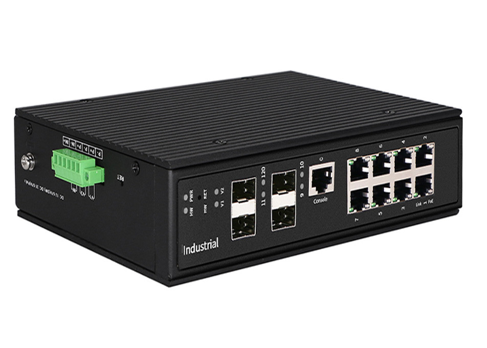 Porte Ethernet industriali dirette del commutatore 8GE POE di POE + 4 porti di GIGA SFP