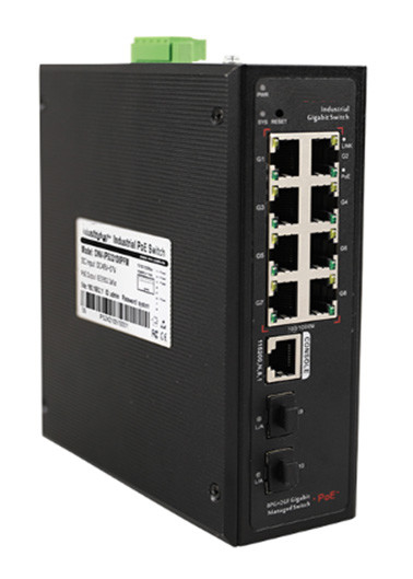 L2 gestito Industrial BT PoE SFP Switch 10 Port Full Gigabit Dual DC Power Input Din Rail