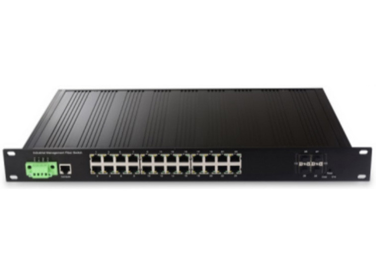 Switch Ethernet industriale gestito a 28 porte con 4 slot 10G SFP+ e 24 porte Ethernet 10/100/1000Base-T (((X)