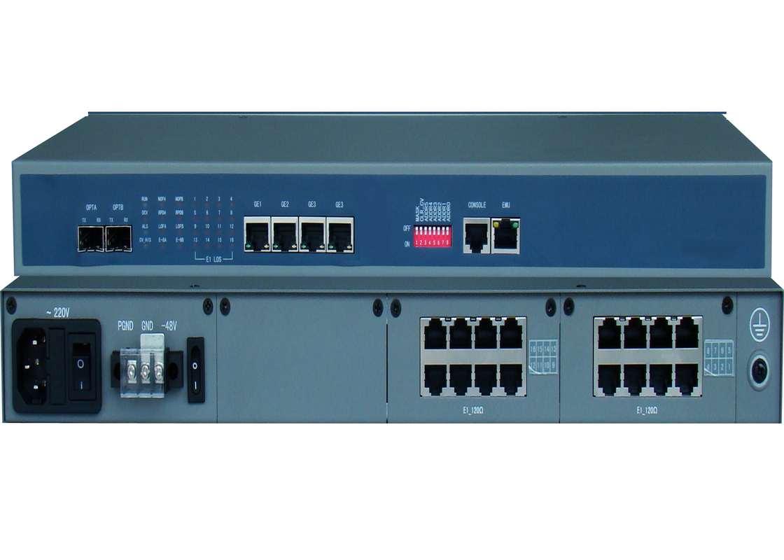 E1 Fiber Media Converter con 4/8/16 porte E1 e 4 porte Ethernet e 2 porte SFP