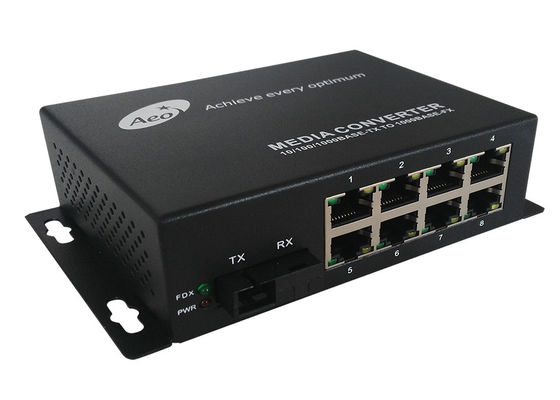 Convertitore di media della fibra di Ethernet del porto di gigabit 8 con 1 fibra e 8 porti di POE